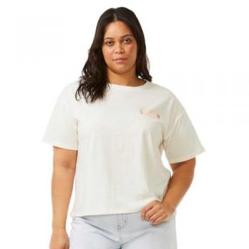 Rip Curl Tiki Tropics – Camicia a maniche corte bianca con dettagli arancioni S