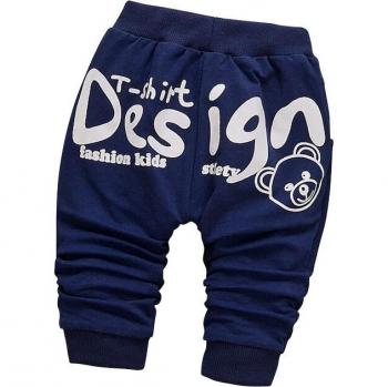 Baby Boys' Cotton Pants with Cute Bear Print (7-24 Months)
