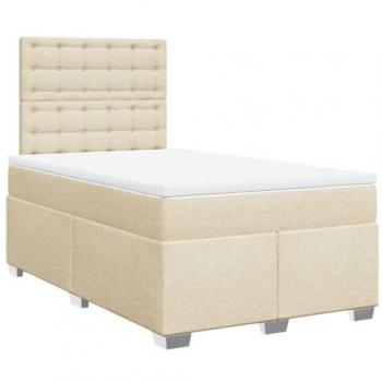 Cama box spring con colchón tela color crema 120x190 cm Vidaxl 961562