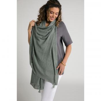 Sciarpa Extra Lunga con Frange, Verde, Donna, Taglia Unica, Viscosa/Poliestere