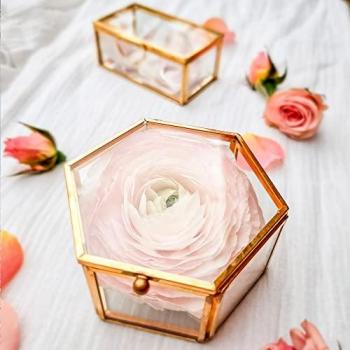 Boîte à Bague de Demande en Mariage en Métal et Verre