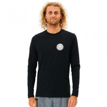 Rip Curl Camiseta Hombre Manga Larga UV, Estilo Icons of Surf en Negro