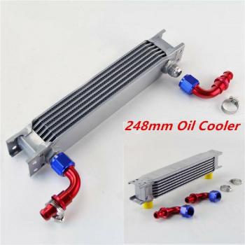 Refroidisseur d'huile 7 rangées pour voiture argent AN10 248mm avec kit de montage