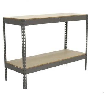 Estantería Industrial ECOFORTE 1206-2 CHIPBOARD 900 Gris/Madera, 900x1200x600 mm, capacidad de 400 kg de punto de flexión, con 2 estantes de madera