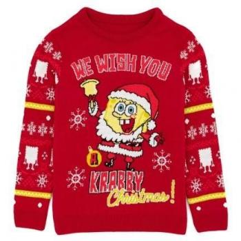 Maglione Natalizio Lavorato a Maglia 11-12 Anni SpongeBob SquarePants Rosso