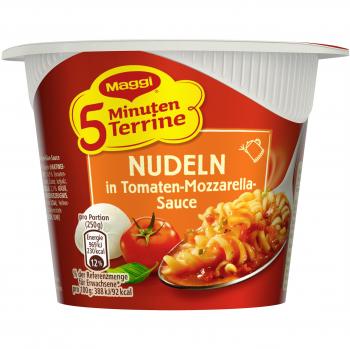 Maggi fünf Minuten Terrine Nudeln in Tomate-Mozzarella Sauce, 1er Pack (1 x 55g)