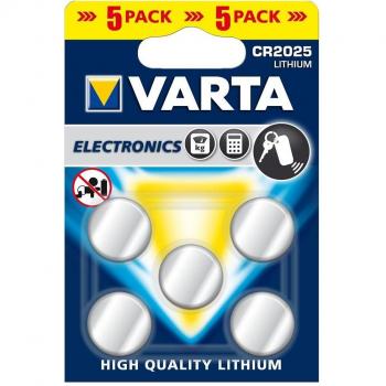 Set de 5 piles bouton CR2025 VARTA – électronique