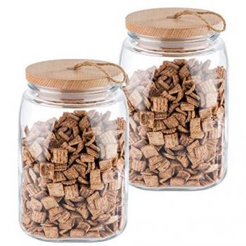 APS Aufbewahrungsglas Woody, 2 Stück, mit Holzdeckel, 2,5 Liter