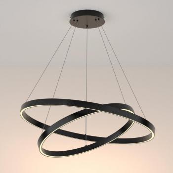 Maytoni Rim Twin Ring Modern 2 Light Integrated LED Pendant Ceiling Light 3000K Black