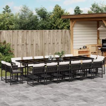 Black Poly Rattan Garden Dining Set (17 Pieces) with Cushions – VidaXL Edition