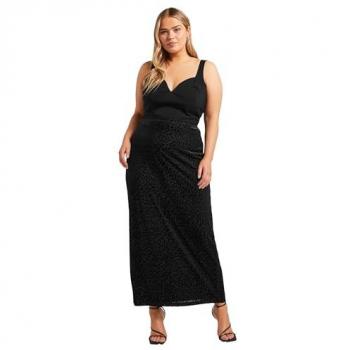 Jupe longue velours noir léopard Yours Curve
