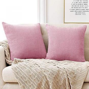 Décoration intérieure : housses de coussin roses velours, lot 2