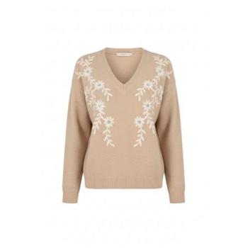 Yumi Pull en maille relaxé avec broderie de fleurs