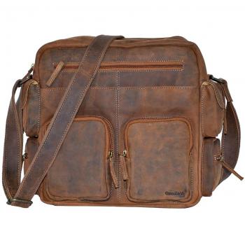 Greenland Nature Montenegro 33 cm Leather Bag with Laptop Compartment Brown