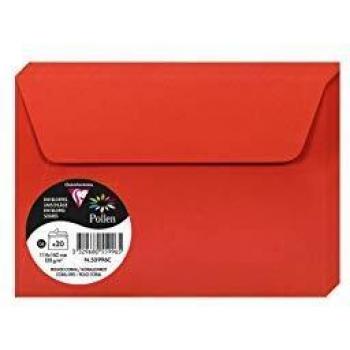 Enveloppes Auto-Adhésives Pollen C6 120g Rouge Corail