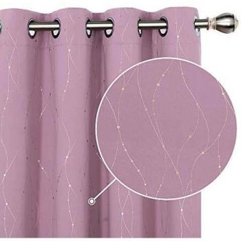 Deconovo Light Pink Blackout Eyelet Curtains, 55x96 Inch, 2 Panels