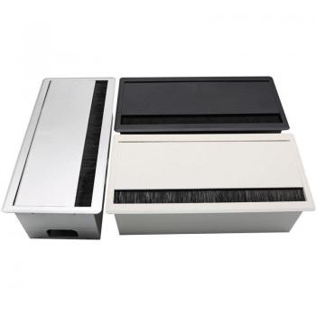 Cubierta de Cable de Mesa Rectangular con Ojal y Cepillo Negro
