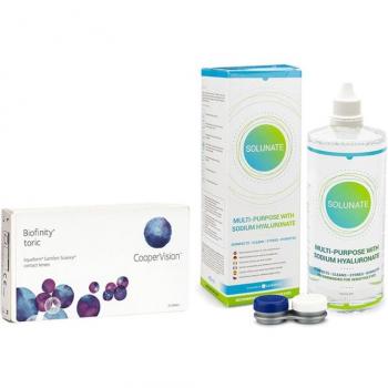 Lentilles Biofinity Toric (6 unités) + Solution Solunate 400 ml avec étui