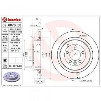 Brembo Coated Disc Line Hinten Links 350mm für Land Rover