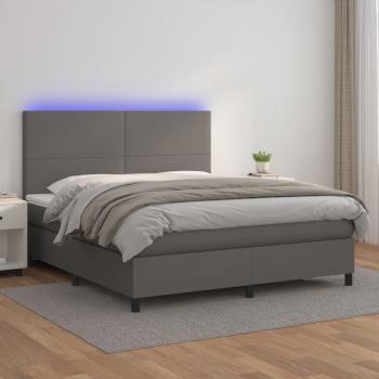 VidaXL LED Boxspringbett Grau 160x200 cm mit Matratze