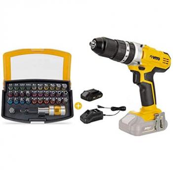 VITO Perceuse 20V Lithium + 32 Embouts et Chargeur