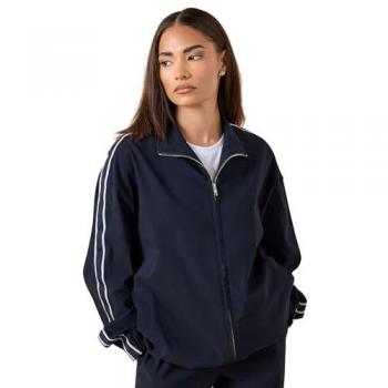 Pull à Bandes Bleues Latérales avec Fermeture Éclair Translucide