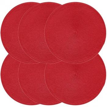 Coastal Comfort Nordic Round Woven Table Mats – 6 Pack, Slip‑Proof