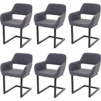 6 chaises de salle à manger design rétro HWC-A50 II, gris