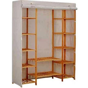 Armoire de rangement en tissu blanc 135 x 40 x 170 cm