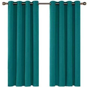 Deconovo Ösen Verdunkelungsvorhang, 180x140cm, Türkis, 2er Set