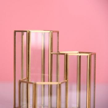 Copper Hexagon Glass Office Accessory