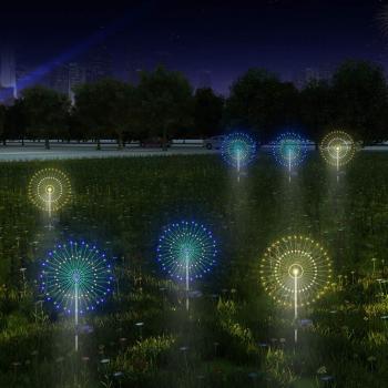 Solar Gartenleuchte, 2V 120AH Solar Feuerwerk Licht, 2er Set Wasserdichte Solarlampen mit 2 Beleuchtungsmodi für Außenbereich