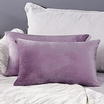 Living Room Serenity: Lilac Velvet Pillowcases