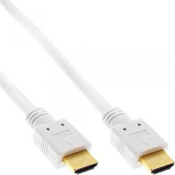 InLine HDMI Typ A zu Typ A Kabel – 10 m, HDMI High Speed, 4K‑Qualität, Weiß/Gold