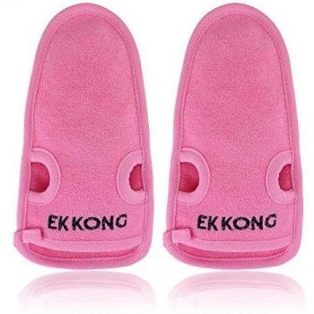 2 Stück Peelinghandschuh rau für Körper & Gesicht aus Bambus, Rosa