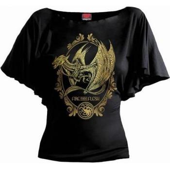 Damen House of the Dragon T-Shirt Spiral Design, XL, schwarz