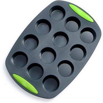 Molde de silicona para magdalenas, 12 tazas, reutilizable y libre de BPA