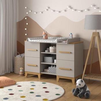 Mueble Cambiador Vitalispa Malia en Roble Cachemira, XL 133x108, 4 Cajones
