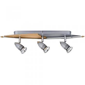 Hilke 3‑Spot‑Balkenlampe, 50 W GU10, Metall/Holz – Paulmann 66213