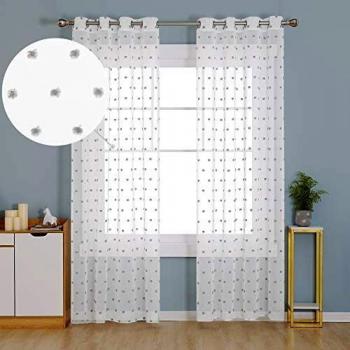 Jacquard Gris Oeillet Rideau Chambre 140x280cm