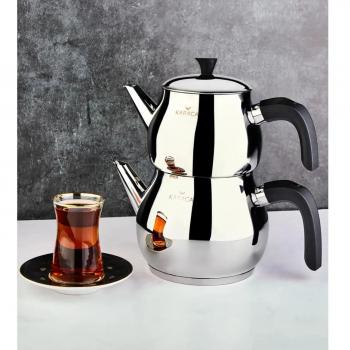 Karaca Kayra Schwarzes Türkisches Teekannen-Set