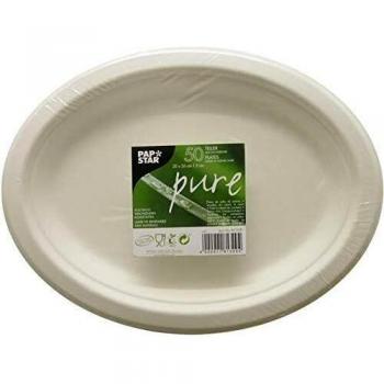 PAPSTAR Zuckerrohr-Teller oval 260 x 200 mm 50er