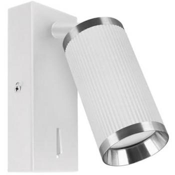 Verstellbarer GU10 Wandspot LAYLA aus Metall in Weiß Chrom mit Schalter