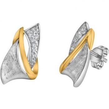 Zirkonia Ohrstecker VIVANCE in gelb und weiß, 925-Sterling Silber