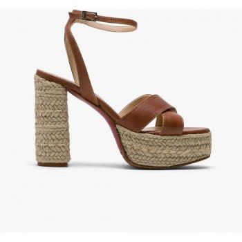 Piel Vacuna Sandalias Cuplé Tacón Marrón 107344