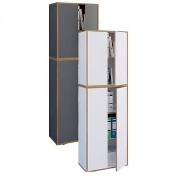Armoire de rangement bureau Salia 5 compartiments, dimensions 60 × 183 × 33 cm, bois blanc