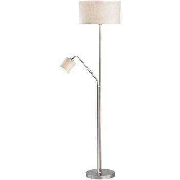 Fischer & Honsel Sand Tone Fabric Floor Lamp with Reading Light