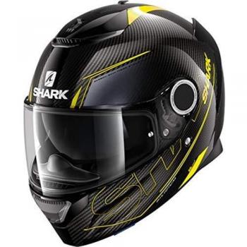 MotoHelm SHARK Herren NC – Schwarze Basis, Graue Details, Neongelbe Highlights – XL