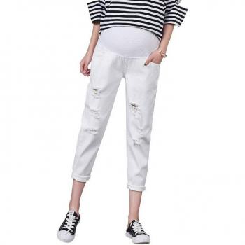 Jeans Blanché Pantalon Grossesse Détendu