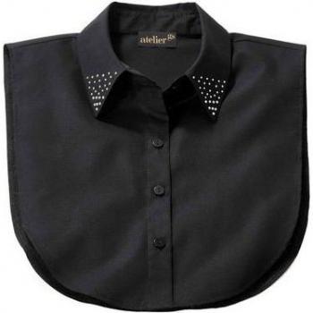 Goldner Fashion Dress Shirt mit Kristallkragen – Schwarz, 38